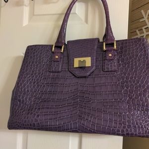 Authen, One of a kind,  Kookjac purple caimen leather satchel handbag. Rare Find